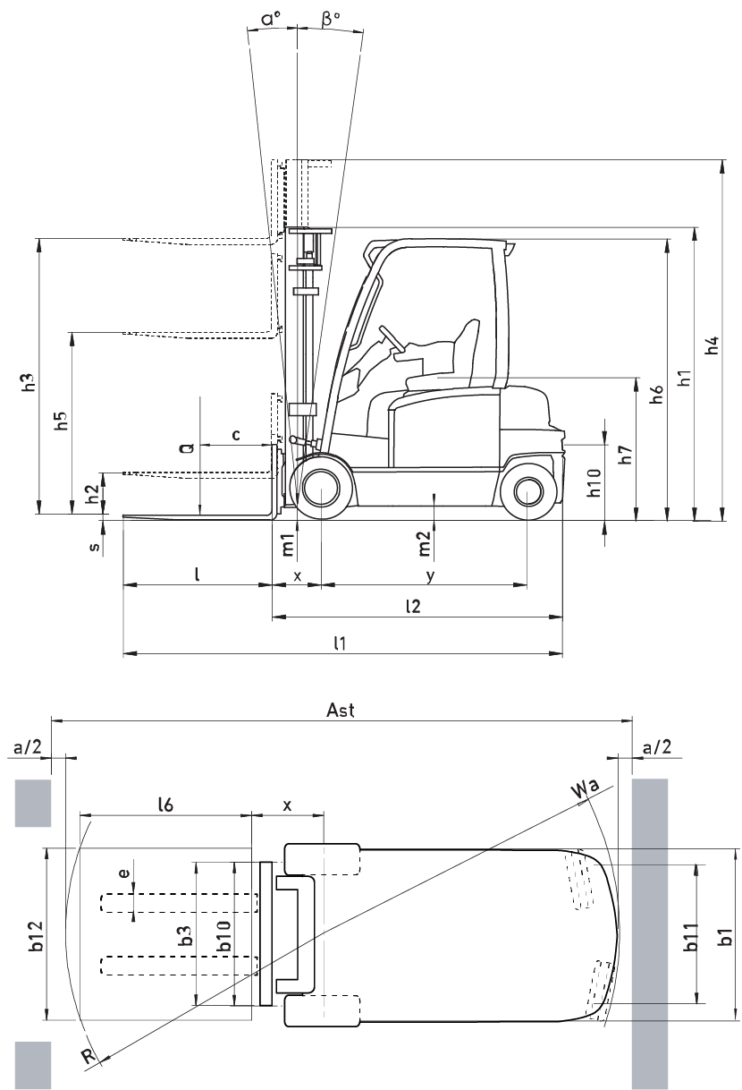 Electric forklift with forks, 4 wheels, 1.6-2.0 tonnes, FB16-20(C)N2 series