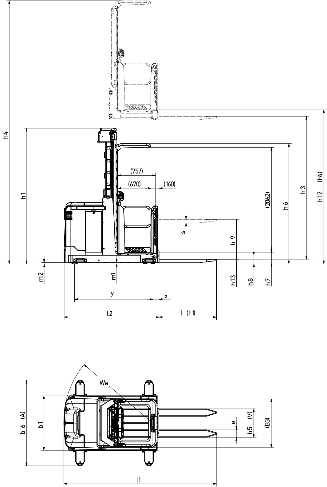 Order picker, mid-and-high level, 1.0–1.2 tonnes, OPBH12PH & OPBM10P series