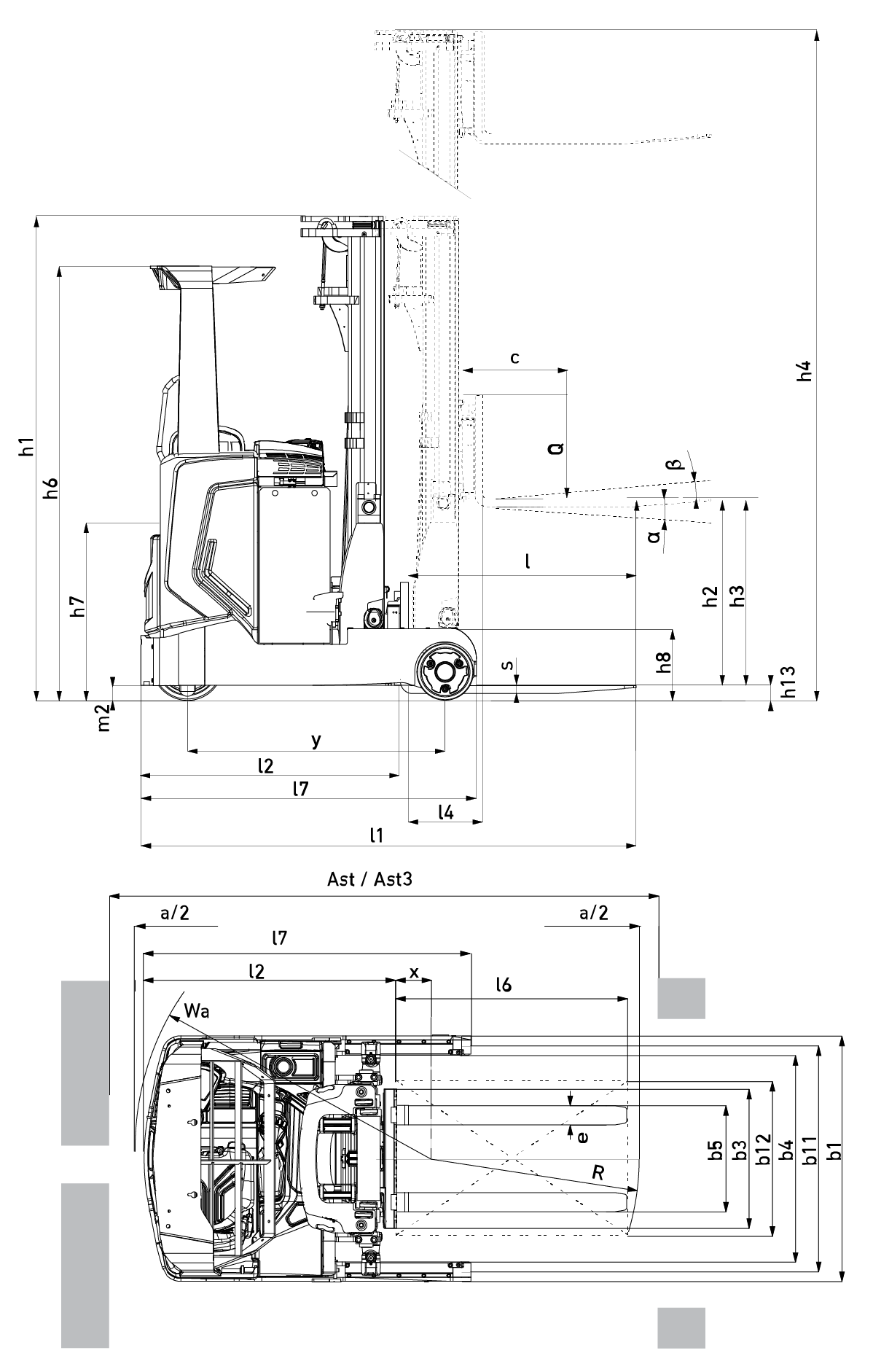 Electric forklift with retractable mast, 1.4–1.6 tonnes, RB14-16N2L series