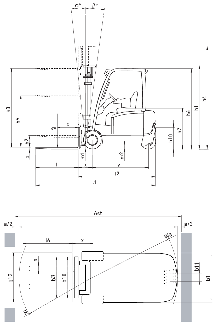 Electric forklift with forks, 3 wheels, 1.4-2.0 tonnes, FB14-20(C)N2T series